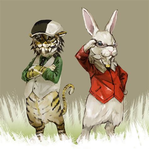 Magical feline tiger and bunny